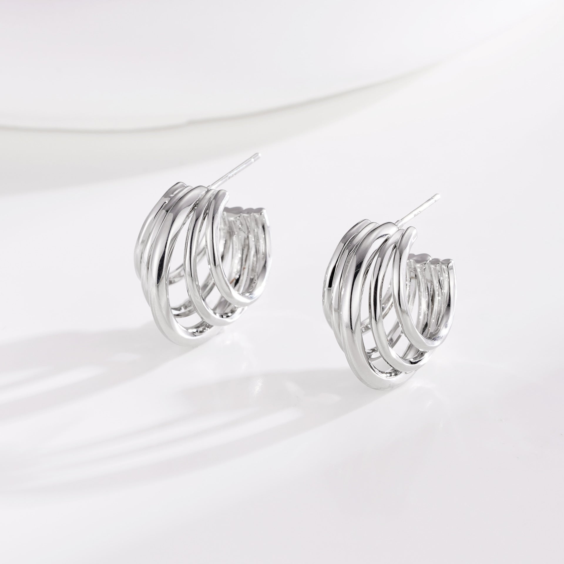 Wholesale  Micro-inlaid Zircon U-shaped Line Earrings