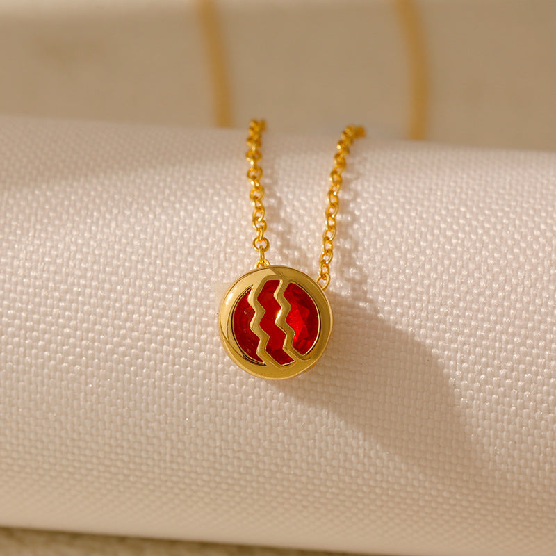 Wholesale Stainless steel Double-sided Hollow Twelve Constellations Necklace