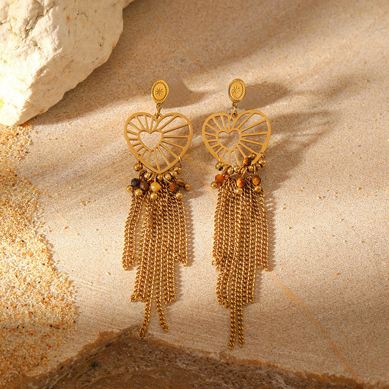 Wholesale Multi-Layered Colorful Natural Stone Titanium Steel Pendant Necklace