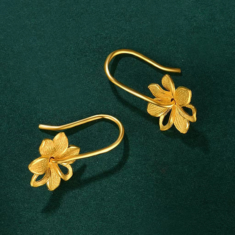Wholesale Color Gold Frosted Flower Earrings
