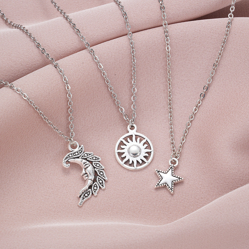 Wholesale Sun, Moon and Star Stainless Steel Necklace