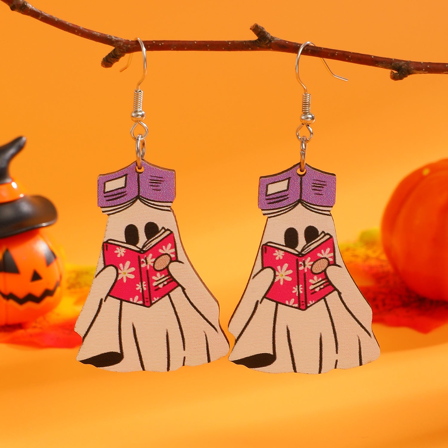 Wholesale Wooden Printed Ghost Rabbit Earrings Fashion Accessory for  Party Gift