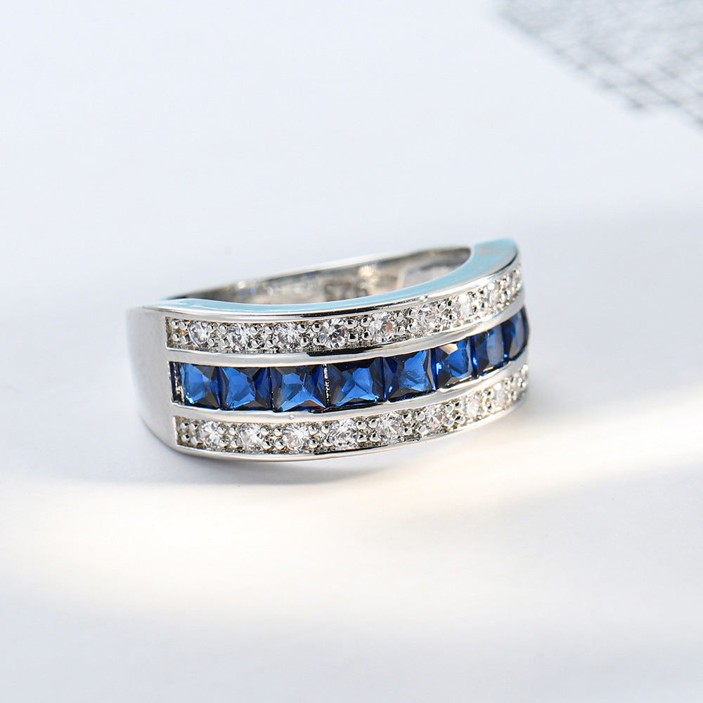 Wholesale  zircon  sapphire blue diamond men's rings