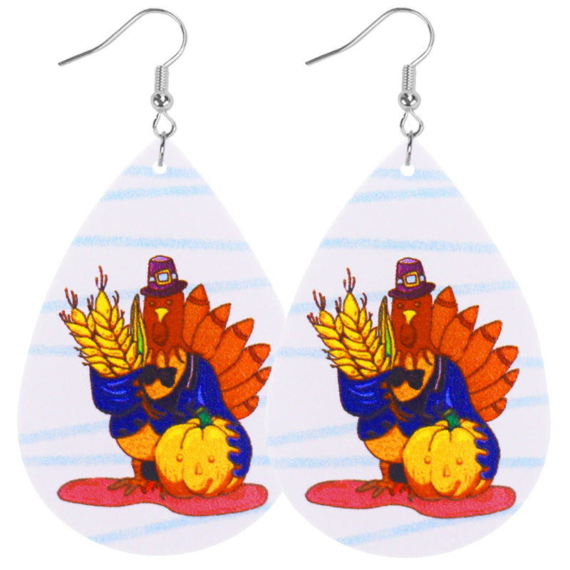 Wholesale Thanksgiving Autumn Cute Pumpkin Turkey Acrylic Earrings