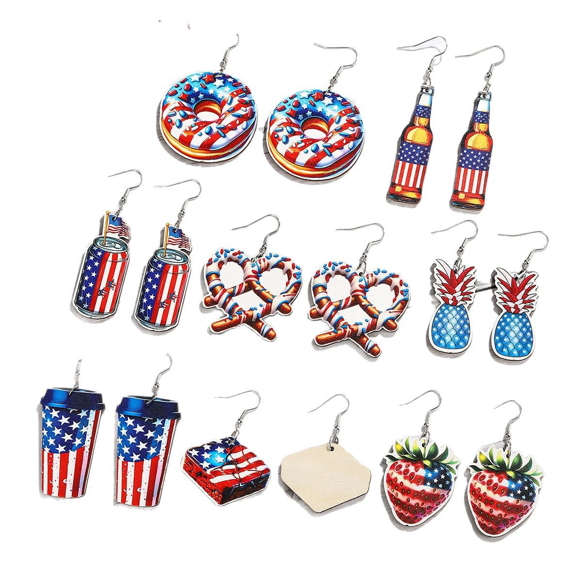 Wholesale  Independence Day Elements Wooden Earrings