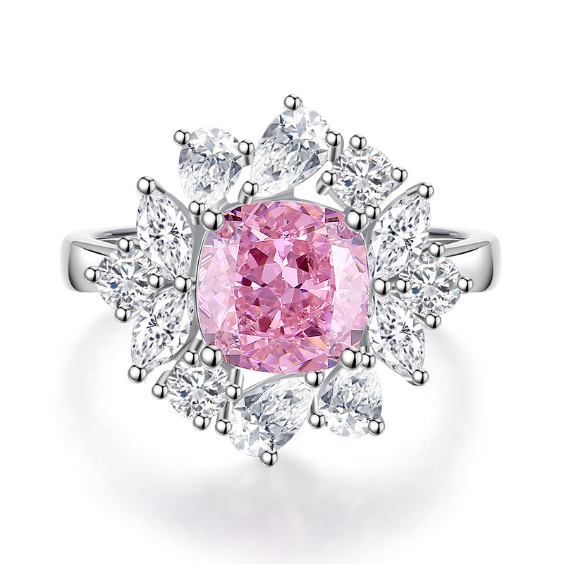 Wholesale s925 sterling silver fat square green ring