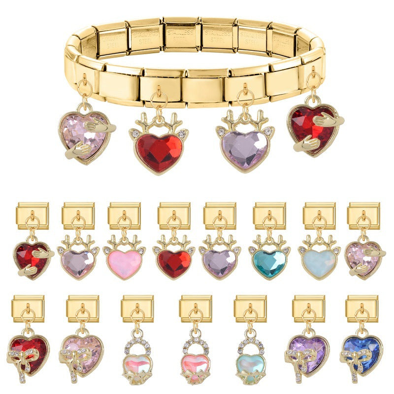 Wholesale Italian Charm Bracelet 9mm DIY Love Series  Creative Stainless Steel Composable Bracelet