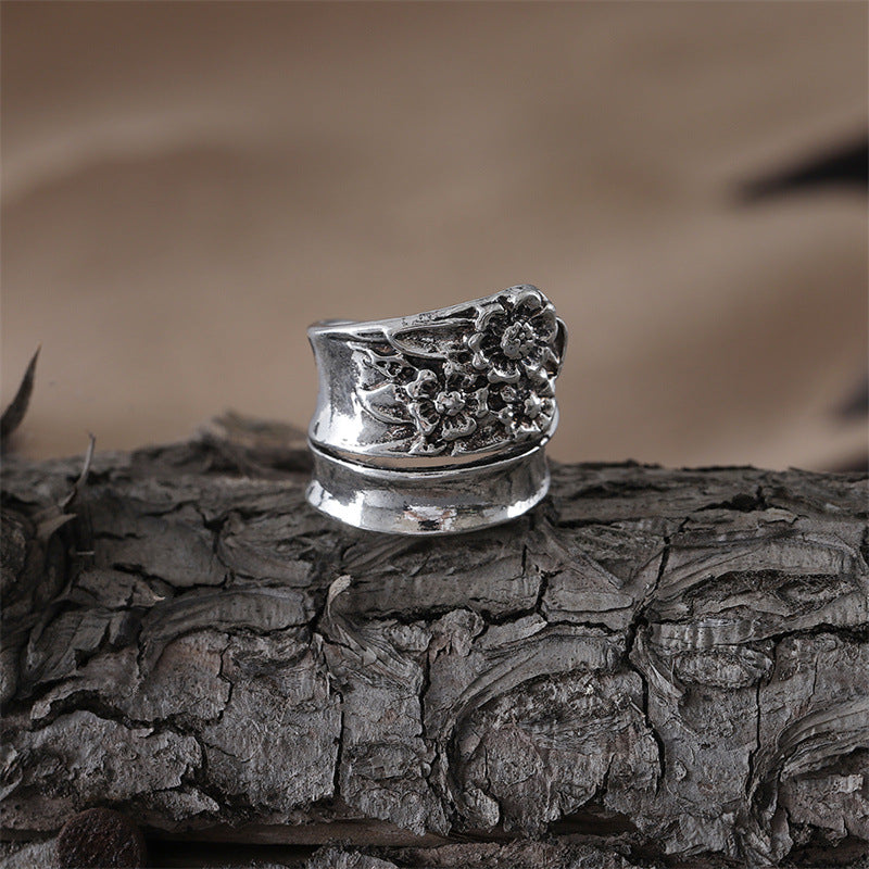 Wholesale Retro Sunflower Ring Zinc Alloy Electroplated Adjustable Open Ring For Boutique Resale