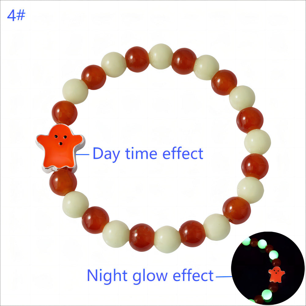 Wholesale Day of the Dead Glow-in-the-Dark Glass  Ghost Bracelet