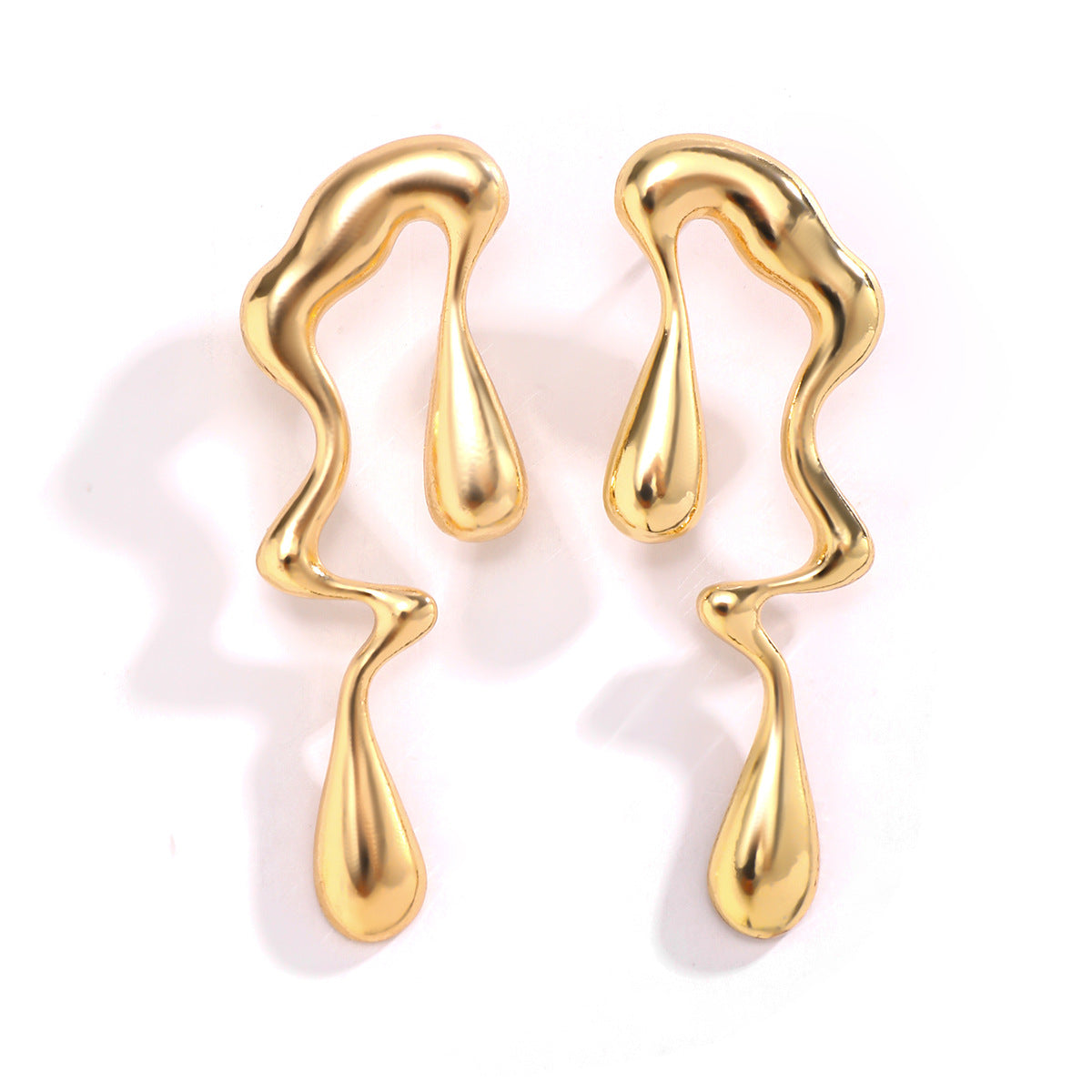Wholesale Liquid Metal Style Irregular Water Drop Earrings ACC-ES-XueRou002