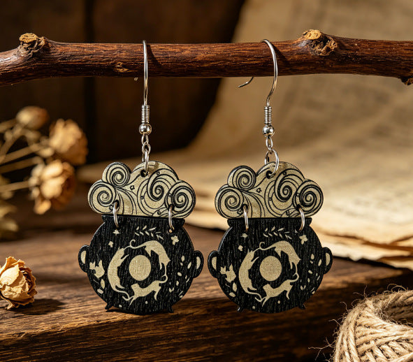 Wholesale Retro Ethnic Style Printed Wooden Earrings Trendy Fashion Jewelry Accessory For Women Party Gift Resale