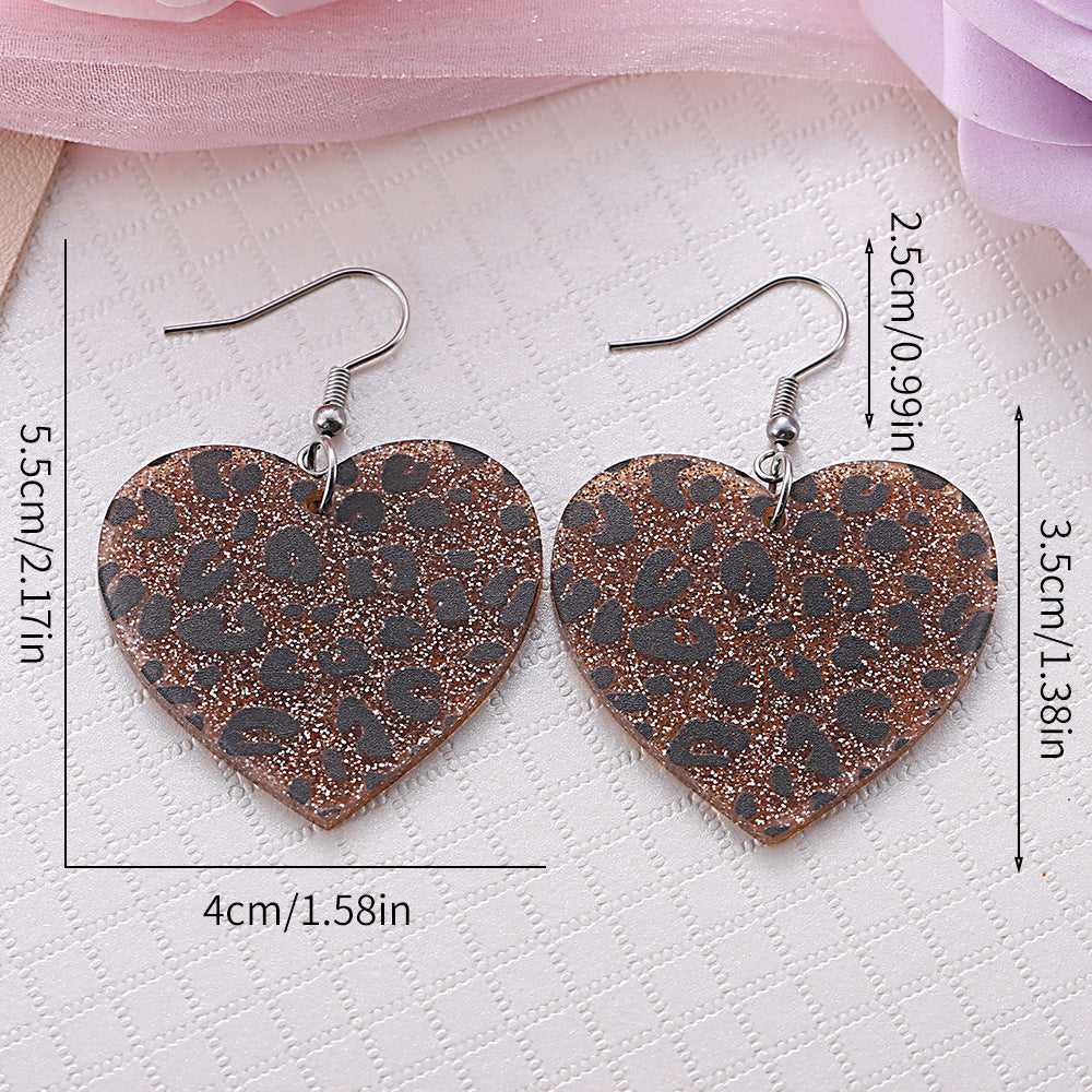 Wholesale  Valentine's Day Love Leopard Sequin Pendant Earrings
