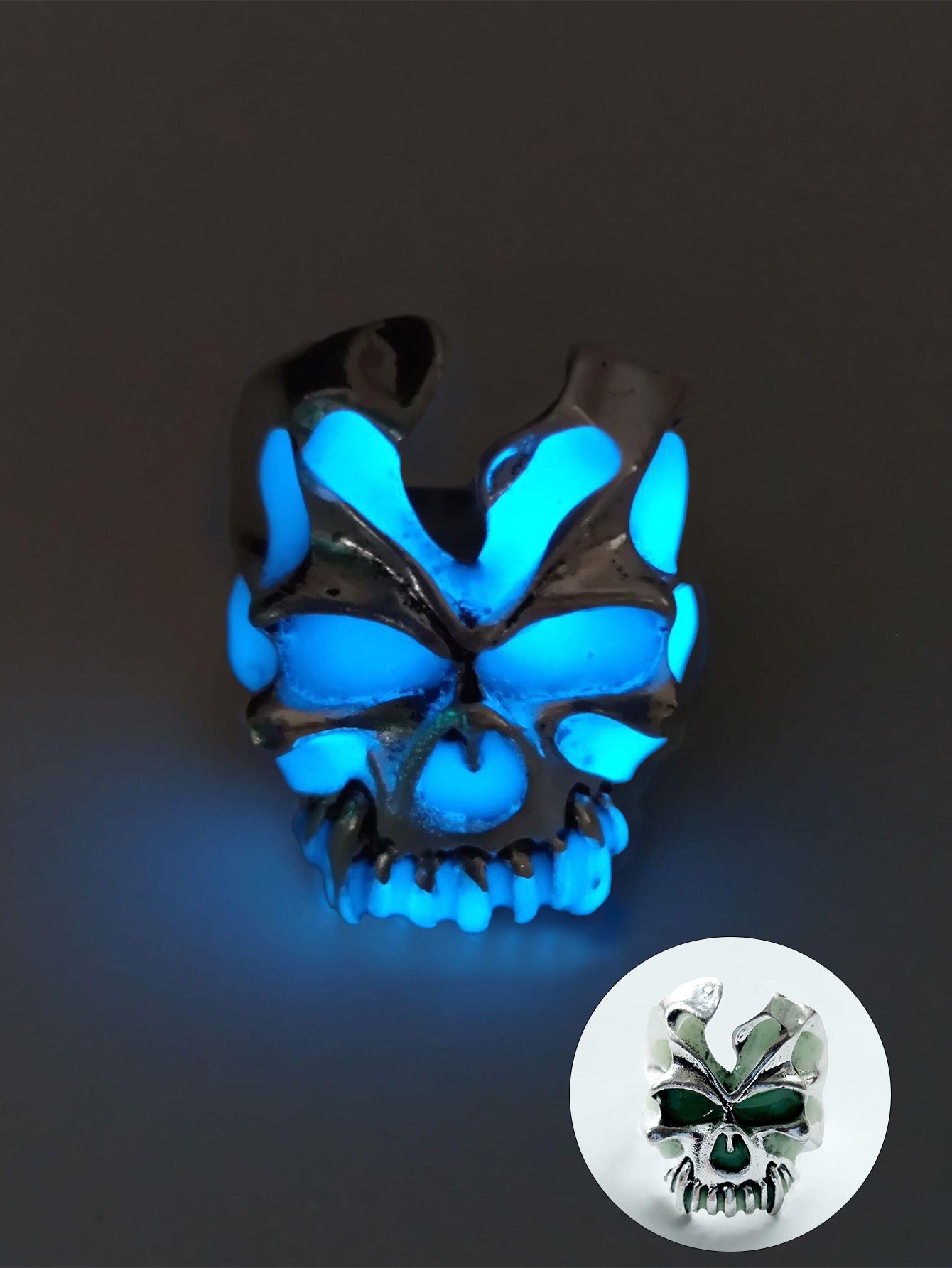 Wholesale Retro  Glow-in-the-Dark Skull Ring Drip Oil Unisex Jewelry Accessory Gift
