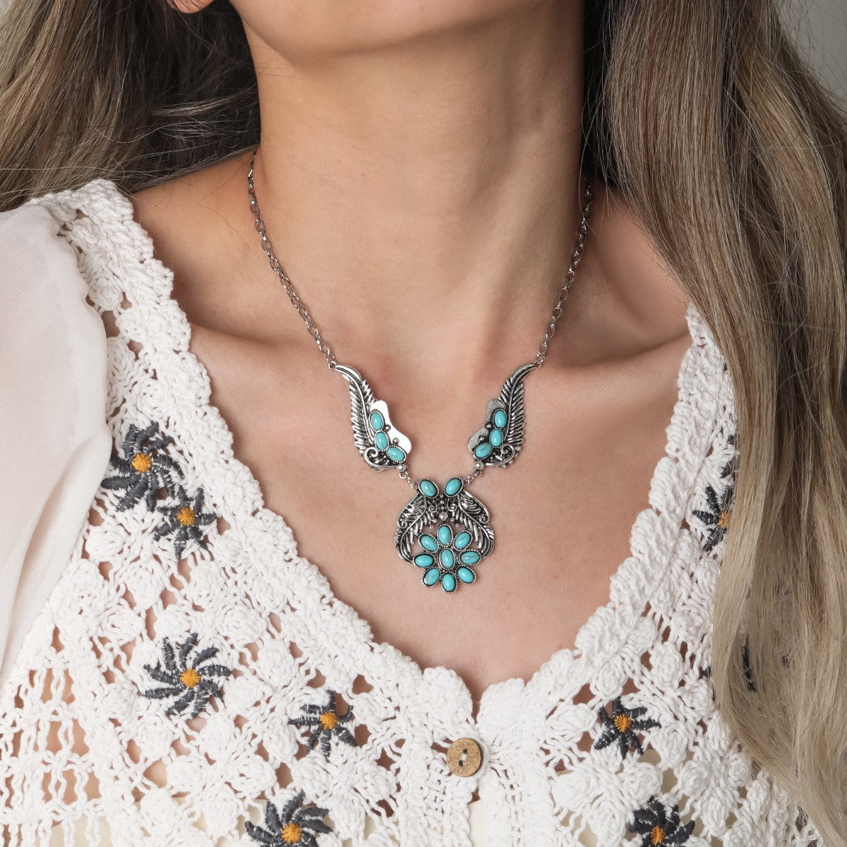 Wholesale Bohemian Vintage Ethnic Turquoise Necklace ACC-NE-JunJie014