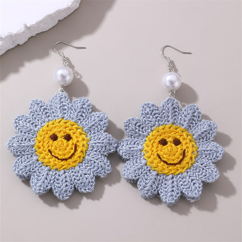 Wholesale Smiley Sunflower Cartoon Earrings