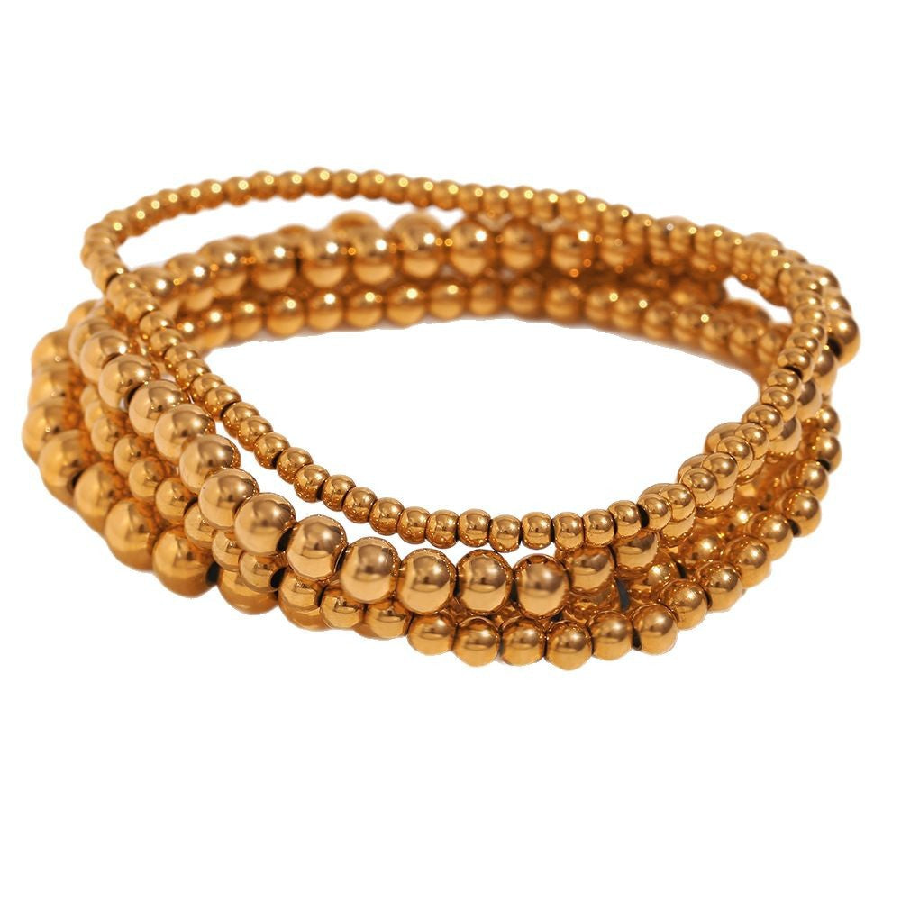 Wholesale Simple Design Gold-Plated Beaded Bracelet for Women,  Fashion Jewelry Accessory