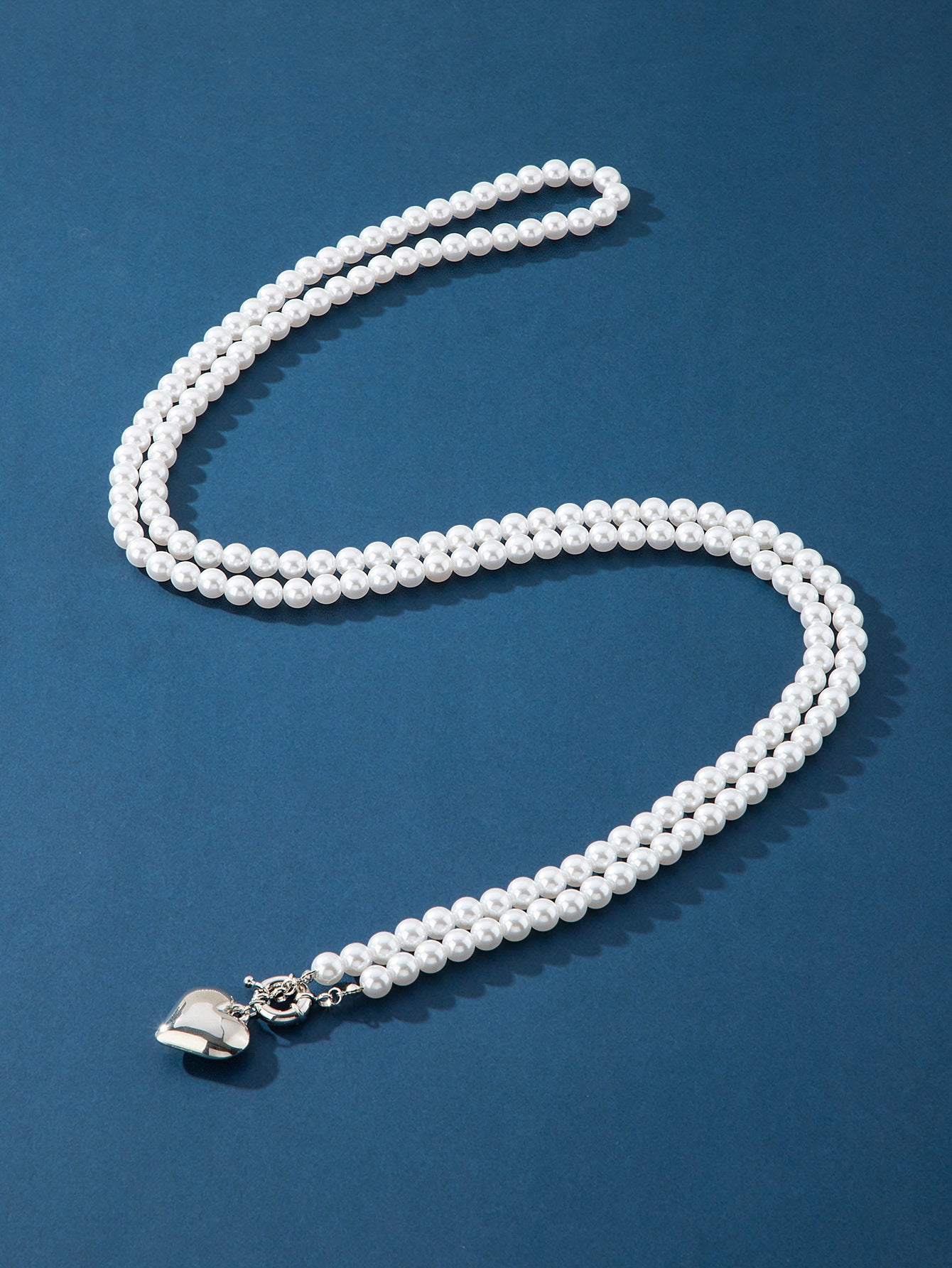 Wholesale  Long  Pearl Peach Heart Love Pendant Multi-layer All-match Necklace