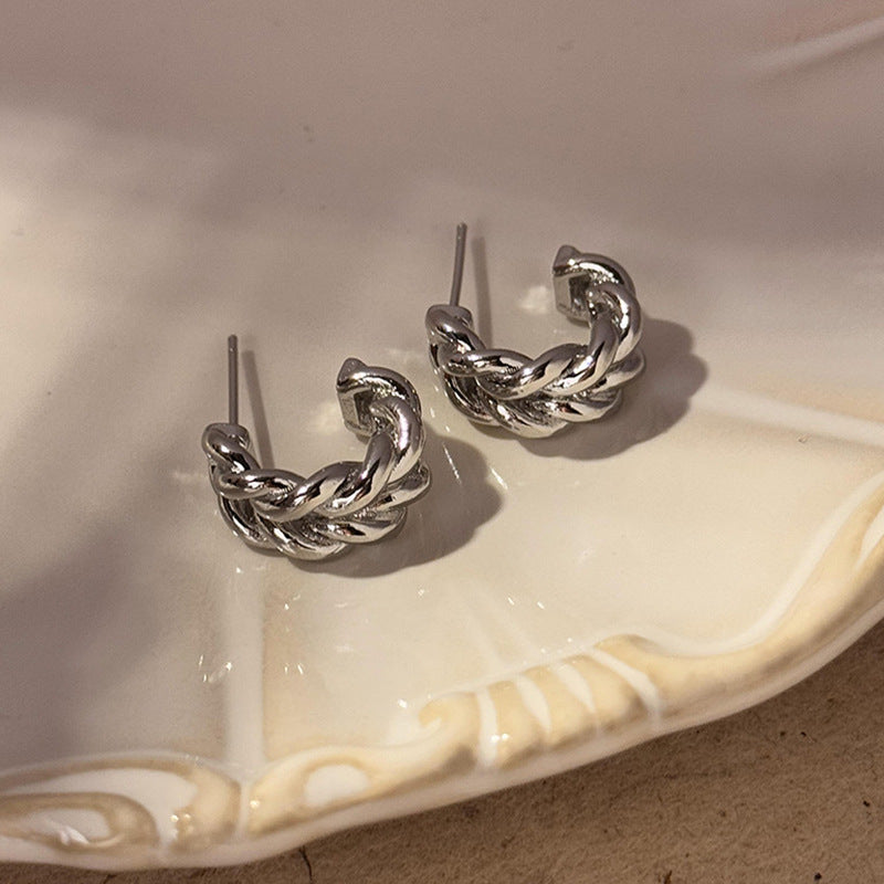 Wholesale  Knitted Twist Interlaced C Ring Earrings