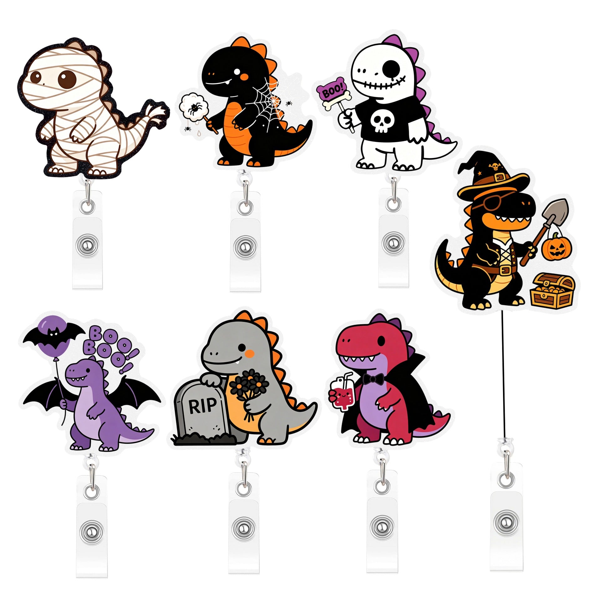 Wholesale Plastic Retractable Badge Reel With Cute Cartoon Dinosaur  Design For Office ID Card Holder