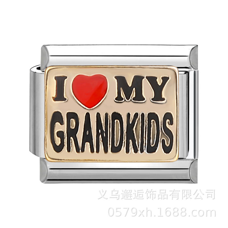 Wholesale Italian modular bracelet 9mm DIY splicing detachable English stainless steel combinable bracelet