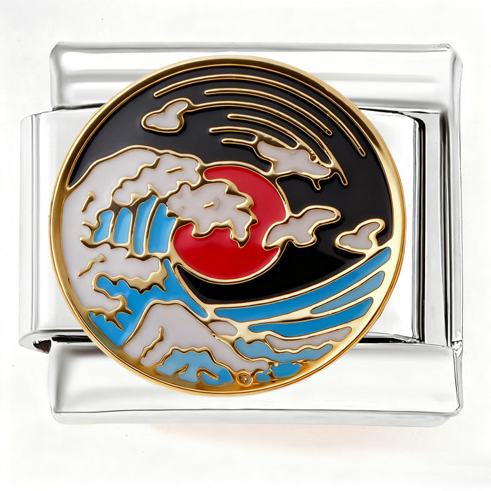 Wholesale Geometric circular oil painting fashion starry sky ocean sunset DIY Composable Bracelet Charms DIY Bracelets