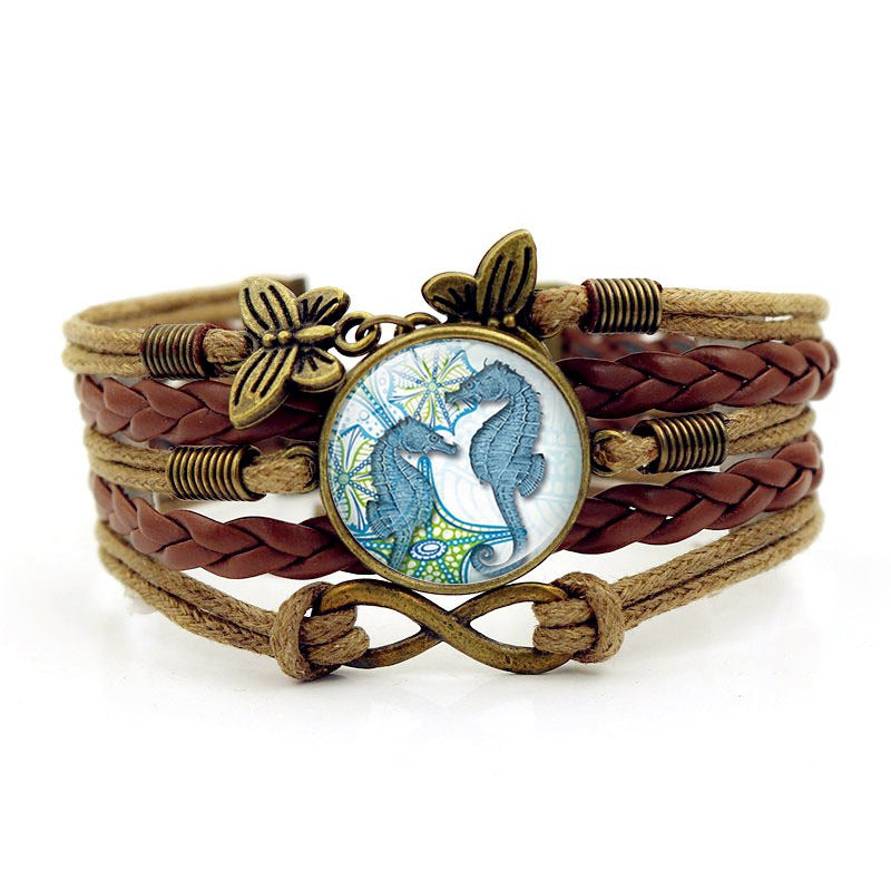 Wholesale  Turtle Dolphin Time Gem Bracelet Unlimited Symbol Butterfly Multi-layer Hand Rope