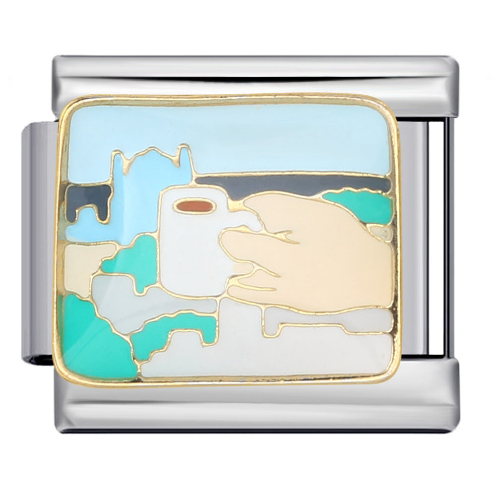 Wholesale  Italian Charm Bracelet 9mm DIY Splicing Removable Landscape Element Stainless Steel Composable Bracelet