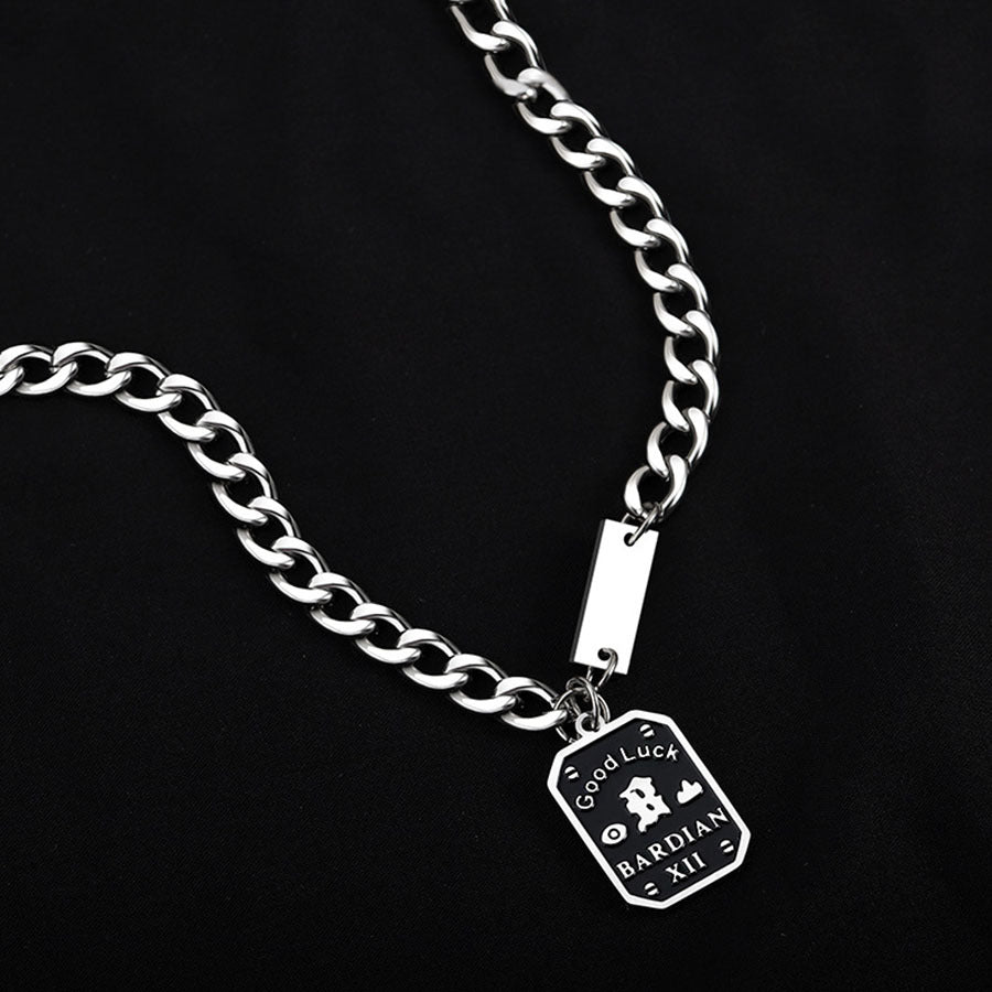 Wholesale Square Brand Letter Titanium Steel Necklace Hip Hop Clavicle Chain Choker Necklace ACC-NE-Ziyou011