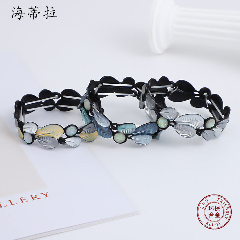 Wholesale  Color Feather Stitching Alloy Bracelet
