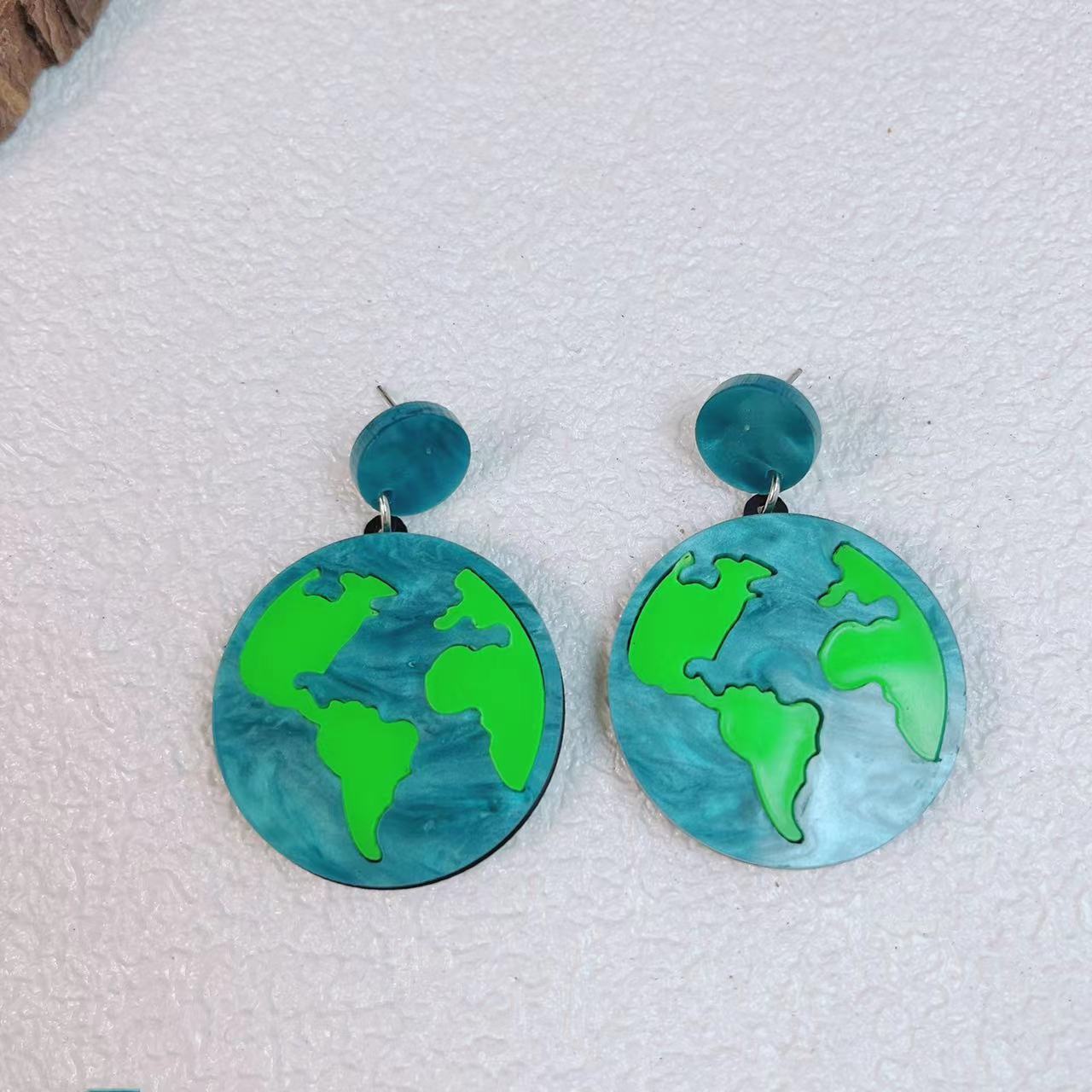 Wholesale  earth environmental protection glitter acrylic round ladies earrings