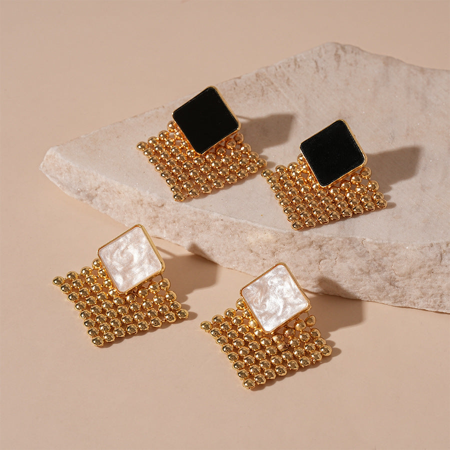 Wholesale  heavy metal woven diamond silver needle earrings