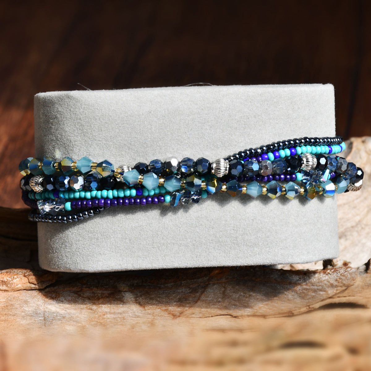 Wholesale Geometric Multi-Layer Woven Colorful Crystal Bead Bracelet,  Women' s Fashion Jewelry Gift for Boutique Resale
