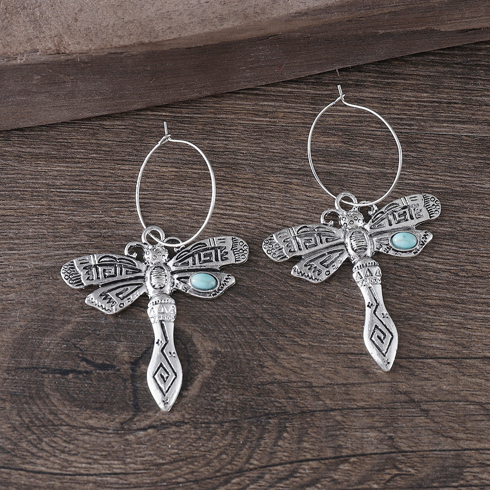 Wholesale Zinc Alloy Electroplated Earring and Necklace Set with Turquoise Dragonfly Design - Chic Everyday Jewelry