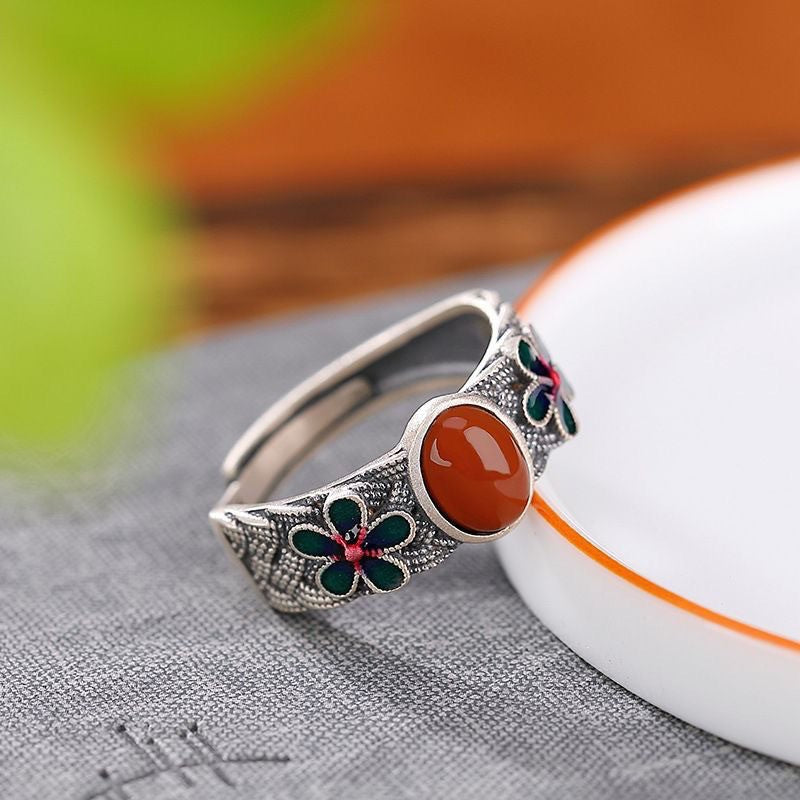 Wholesale watermelon red crystal ring opening adjustable