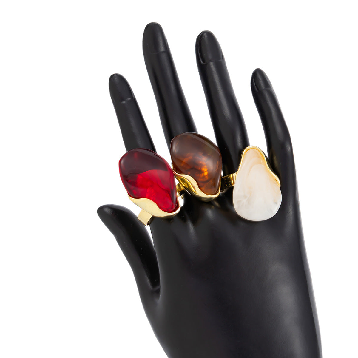 Wholesale Retro Translucent Amber Smudged Resin Ring