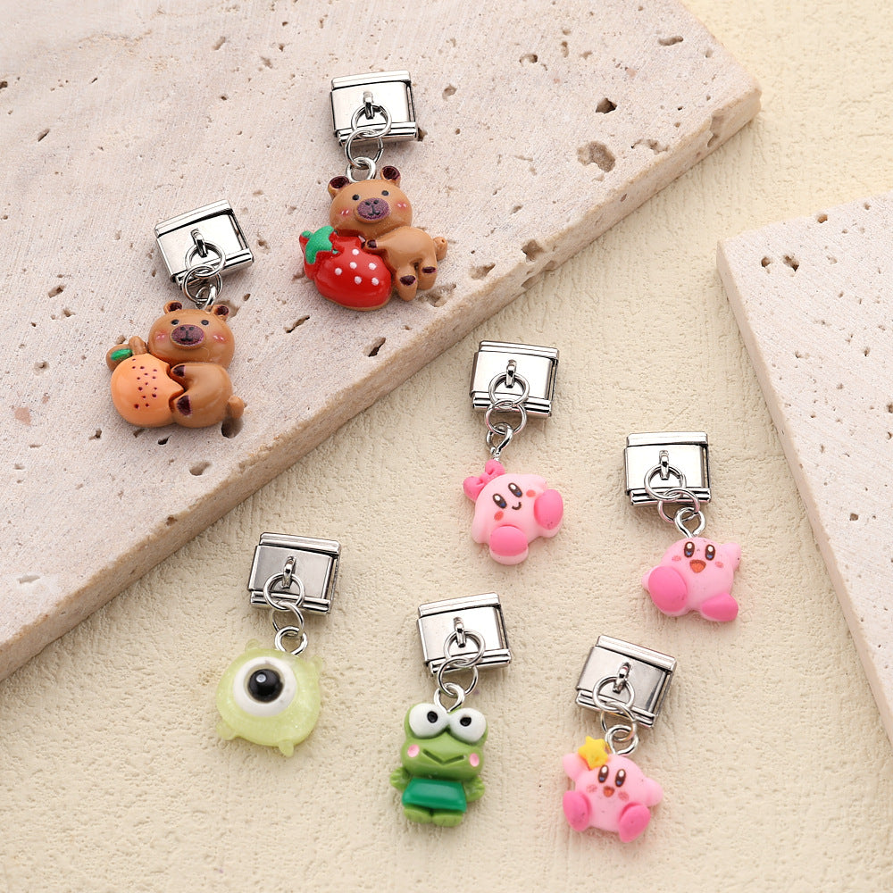 Wholesale 10pcs Italian Charm Bracelet 9mm DIY Splicing Cute Cartoon Stainless Steel Composable Bracelet ACCVIP