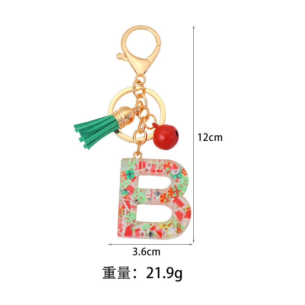 Wholesale Resin English Letter Keychain with Tassel Festive Holiday Party Bag Charm