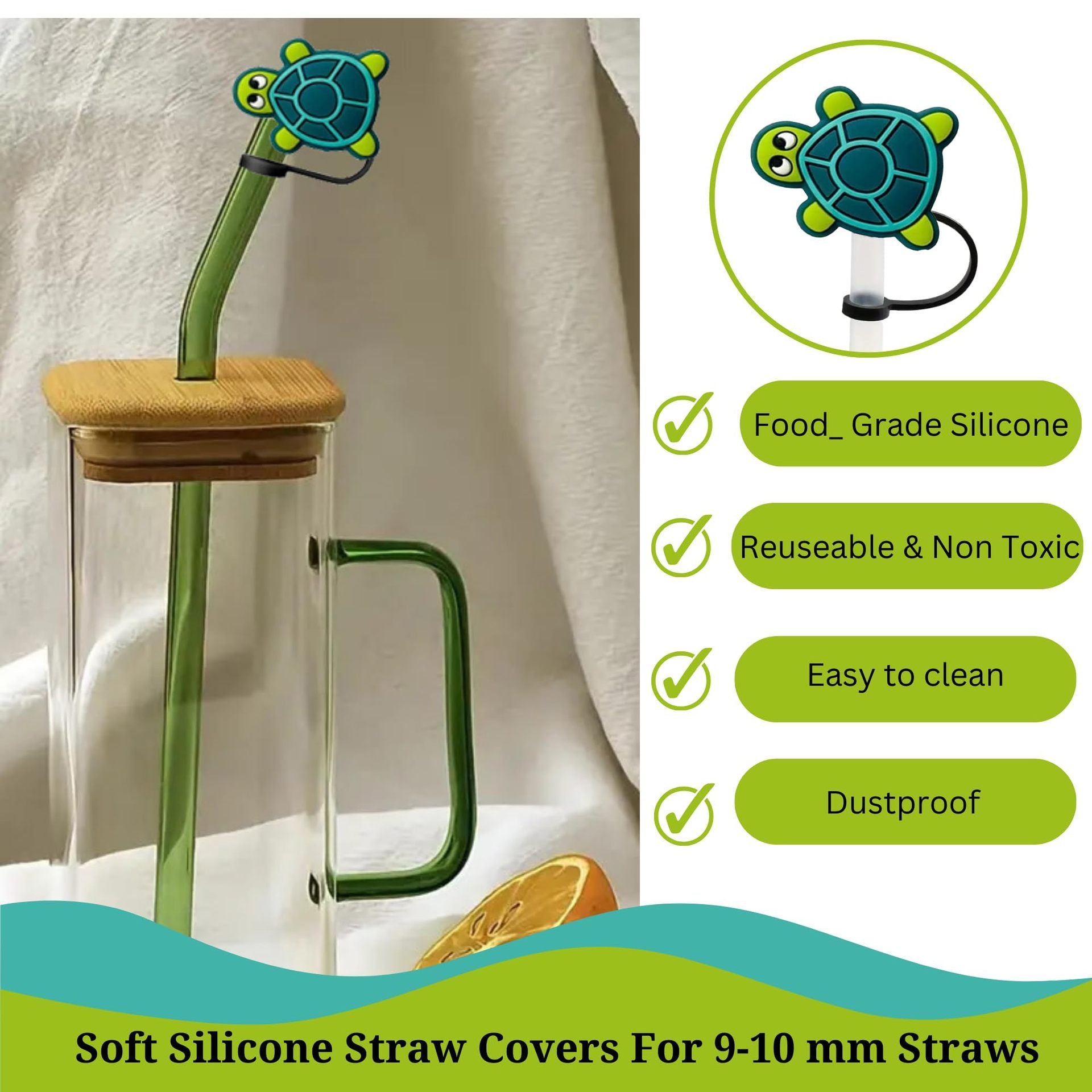 Wholesale 10mm Marine Animals PVC Soft Straw Tube Cap