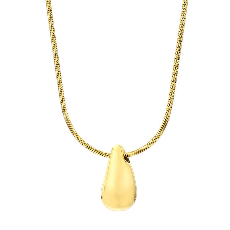 Wholesale Water Drop Hollow Set Glossy Stainless Steel Earrings Necklace ACC-ES-RuiMasi002