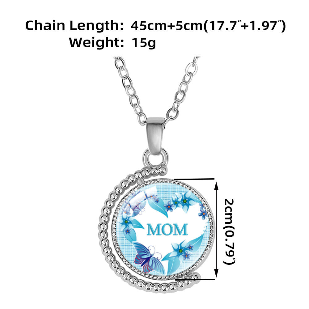 Wholesale  double-sided rotatable crystal pendant necklace mother's day necklace