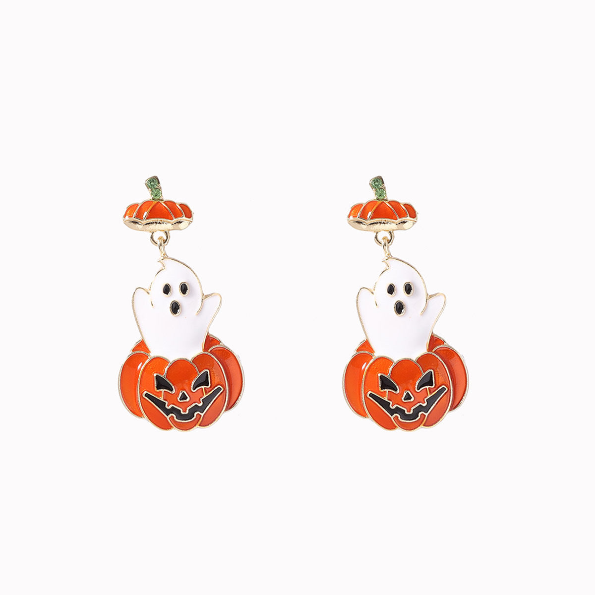 Wholesale Halloween earrings pumpkin element micro diamond oil niche funny earrings