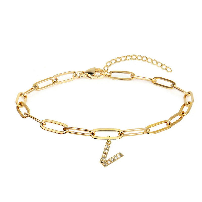 Wholesale 26 Letters Diamond Alloy Bracelet ACC-BT-YingHao003