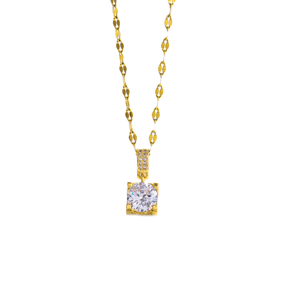 Wholesale  Titanium Steel geometric square ten carat necklace earrings jewelry suit