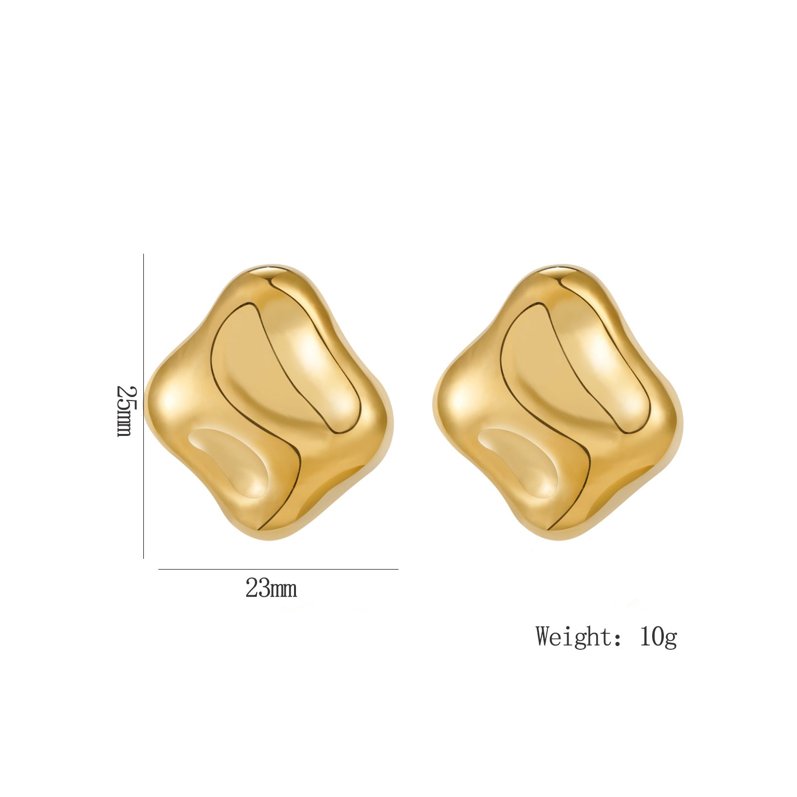 Wholesale Glossy Irregular Shaped Geometric Pleated Origami Love Round Earrings Stainless Steel Earrings ACC-ES-Hongx005