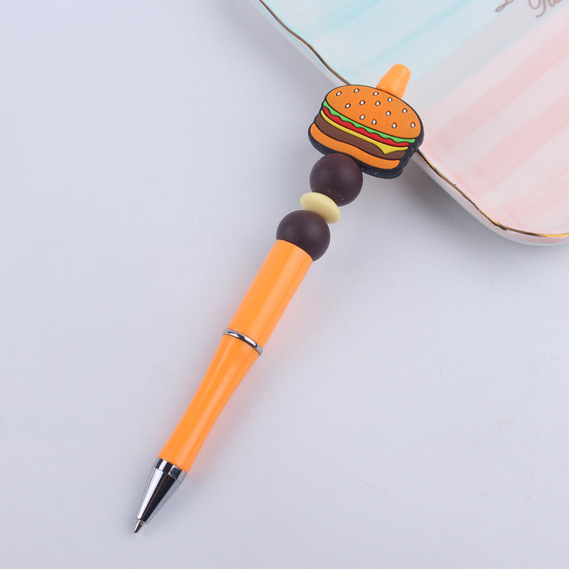 Wholesale  beaded pen DIY creative coffee cup silicone teether handmade beaded pen
