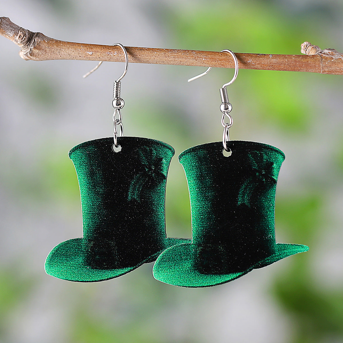 Wholesale St. Patrick's Day Green Clover Lucky Pendant Earrings