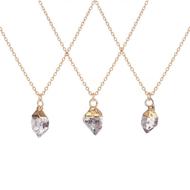 Wholesale Colored Natural Stone Irregular Birthstone Crystal Alloy Necklace ACC-NE-ZhuangZ005