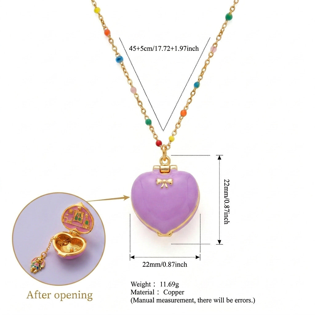 Wholesale Fashion Heart Locket Necklace For Women Copper Pink Gold Plated Cute Star Pendant Jewelry Gift