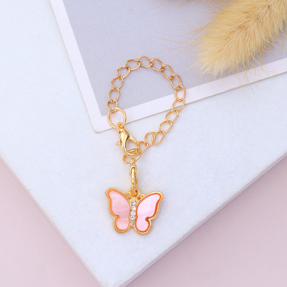 Wholesale Cute Butterfly Keychain Metal Electroplated Bag Charm for Gifts