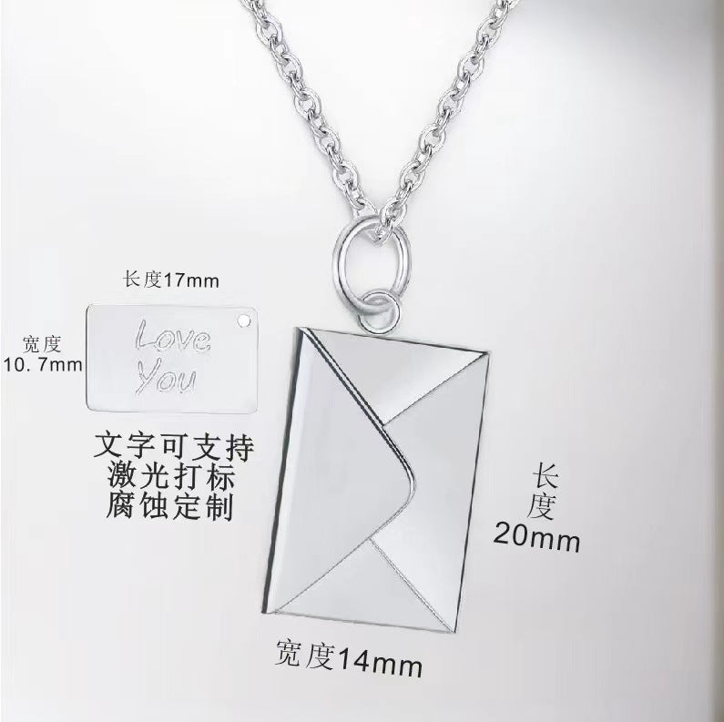 Wholesale light luxury creative design titanium steel envelope necklace